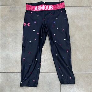 Girls Under Armour Black and Pink shorts, size M, gently worn